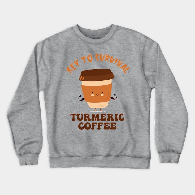 Key to Survival - Turmeric Coffee Crewneck Sweatshirt by Blended Designs